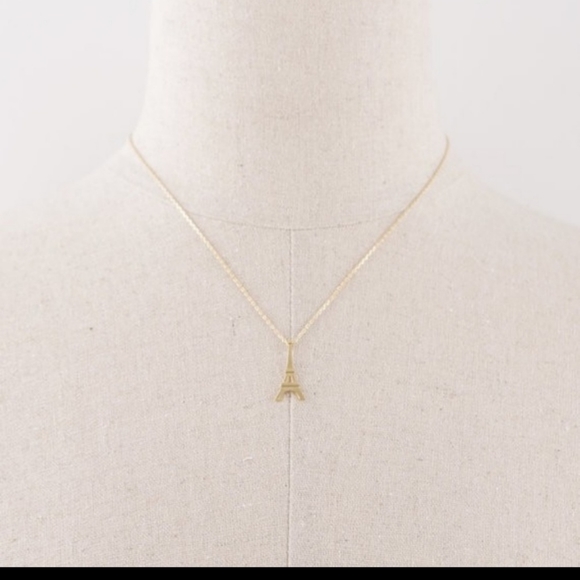 Eiffel Tower Dainty Pendant Gold Necklace - Picture 4 of 8